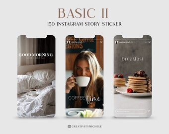 150 Instagram Story Sticker Basic Daily Everyday Life Mix PNG digital Procreate