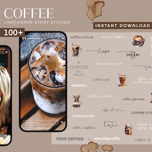 100 Story Stickers Coffee Coffee PNG digital Procreate