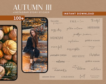 100 Instagram Story Stickers Autumn Fall Autumn PNG digital Procreate