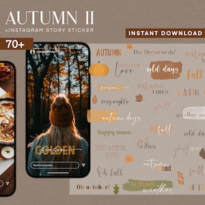 70 Instagram Story Stickers Autumn Fall Autumn PNG digital Procreate