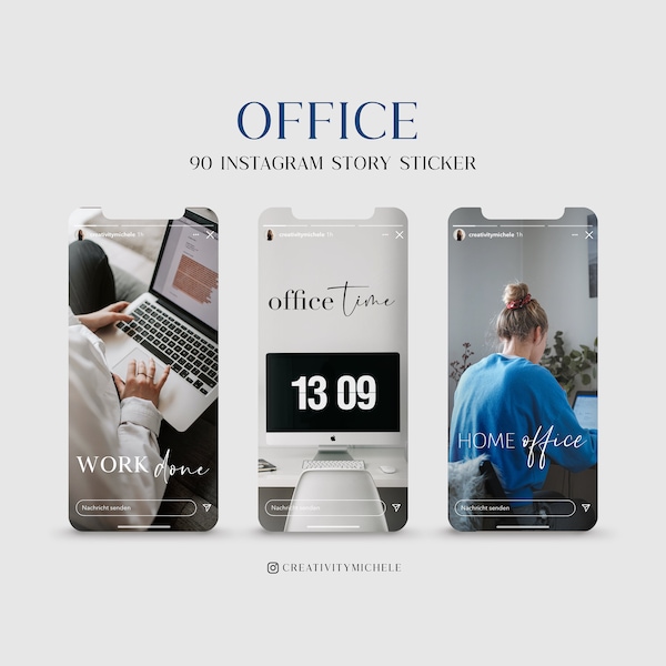 90 Instagram Story Sticker Office Work Study Büro Business PNG digital Procreate