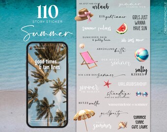 110 Instagram Story Stickers Summer Summer PNG digital Procreate