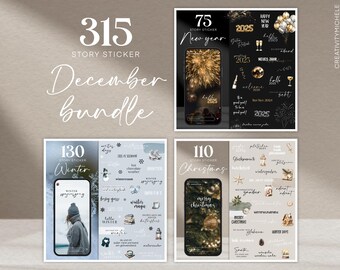 315 Bundle Instagram Story Stickers Christmas Winter New Year New Year's Eve PNG digital Procreate png