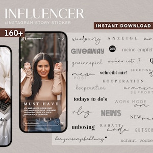 Könnte beinhalten: Eine Sammlung von über 160 Instagram-Story-Stickern mit Text in deutscher Sprache. Die Sticker beinhalten Phrasen wie "Giveaway", "Neuer Beitrag", "To-Dos für heute", "Arbeitsmodus", "Community-Support" und "Neue Rolle".