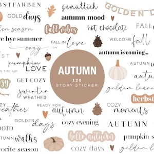 120 Instagram Story Stickers Autumn Fall Fall PNG digital Procreate