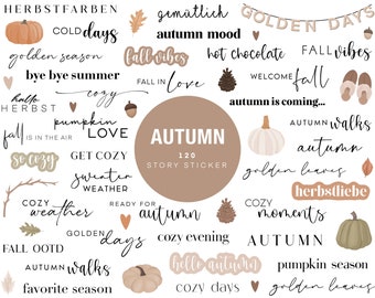 120 Instagram Story Stickers Autumn Fall Fall PNG digital Procreate