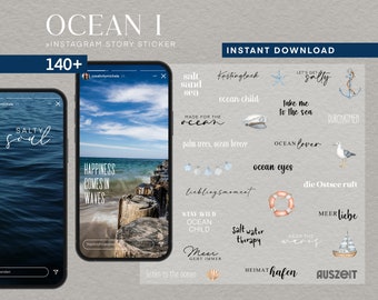 140 Instagram Story Sticker Ocean Meer See PNG digital Procreate
