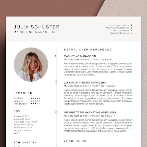 Professional application template CV cover letter