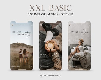 250 Instagram Story Sticker Basic XXL Mix Daily PNG digital Procreate