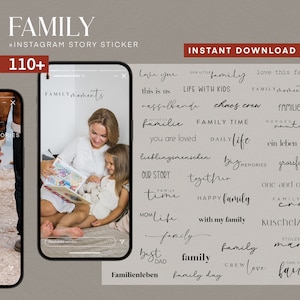 110 Instagram Story Stickers Family Family Love PNG digital Procreate