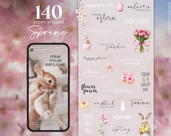 140 Instagram Story Sticker Spring Ostern Easter PNG digital Procreate