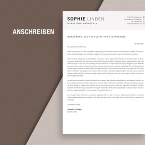K&ouml;nnte beinhalten: Ein formelles Anschreiben f&uuml;r eine Teamleitungsposition im Marketing. Das Anschreiben ist an Frau Schuster gerichtet und datiert auf den 10. Mai 2021. Das Anschreiben ist in deutscher Sprache verfasst.