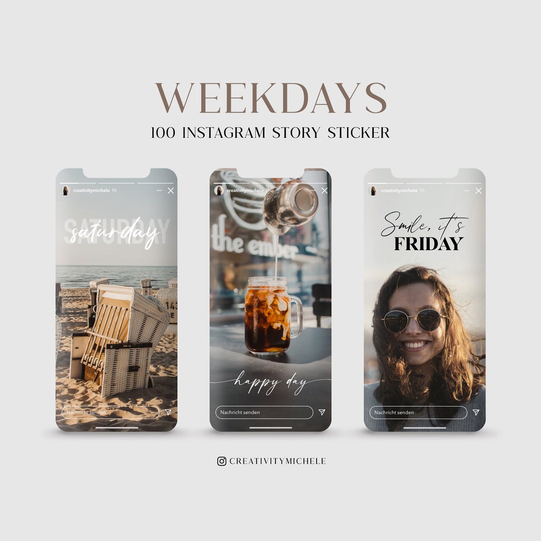 100 Instagram Story Sticker Weekdays Daily Mix PNG Digital Procreate - Etsy