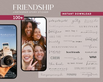 100 Instagram Story Sticker Friendship Friends PNG digital Procreate