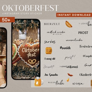 50 Instagram Story Stickers Okotoberfest Wiesn PNG digital Procreate