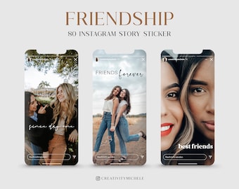 80 Instagram Story Sticker Friends Friendship PNG digital Procreate