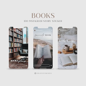 100 Instagram Story Sticker Books Books PNG digital Procreate