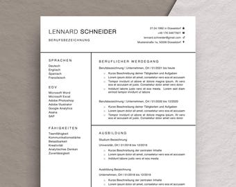 Professional application template, CV, cover letter