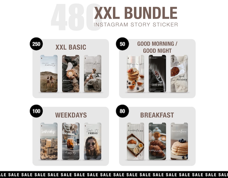480 XXL Bundle Instagram Story Sticker Basic Good Morning - Etsy