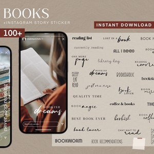 100 Instagram Story Sticker Books Books PNG digital Procreate