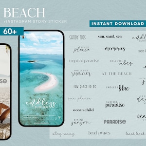 60+ Instagram Story Stickers Beach Travel Summer Vacation PNG digital Procreate