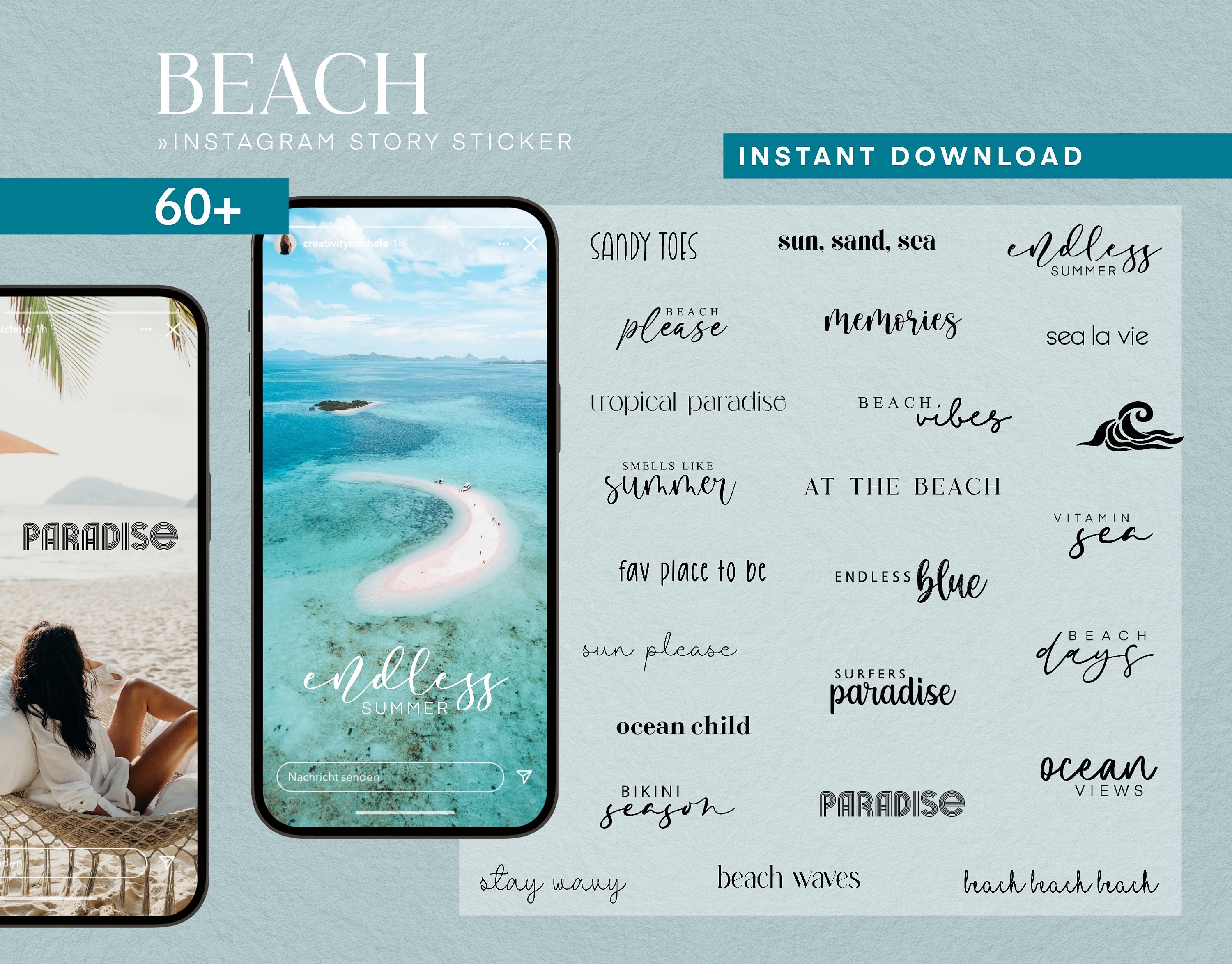 60+ Instagram Story Stickers Beach Travel Summer Vacation PNG Digital ...