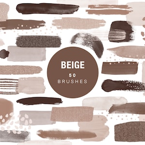 50 Brushes Beige Instagram Story Stickers PNG digital Procreate