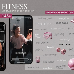 145 Instagram Story Stickers Fitness Sports PNG digital Procreate