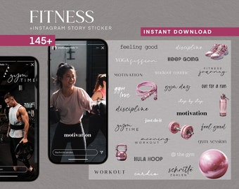 145 Instagram Story Stickers Fitness Sports PNG digital Procreate