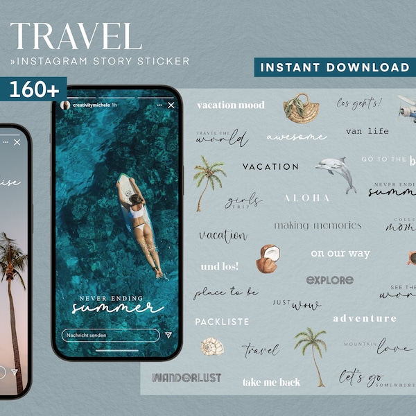 160 Instagram Story Sticker Travel Vacation Summer