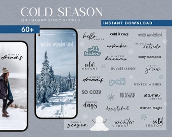 60+ Instagram Story Sticker Winter Cold Season PNG digital Procreate