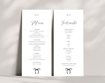 Canva Menu Template Wedding – Personalized Menu Card Drinks Menu for Download Wedding Stationery DIY Minimal Elegant