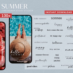 130 Instagram Story Stickers Summer Summer PNG digital Procreate