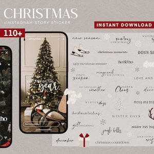 110 Instagram Story Stickers Christmas Christmas Winter PNG digital Procreate