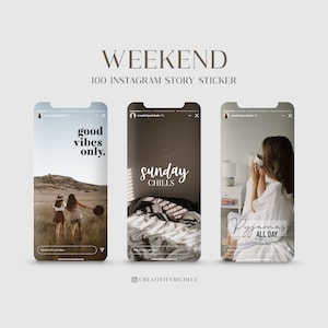100 Instagram Story Sticker Weekend Daily Basic Weekend PNG digital Procreate