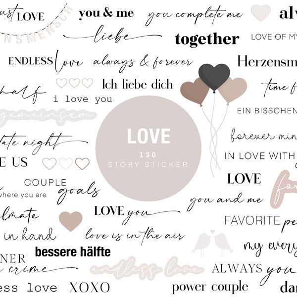 130 Instagram Story Stickers Love Couple Love PNG numérique Procréer