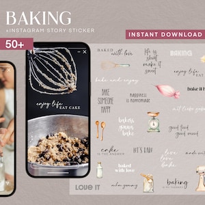 50 Instagram Story Stickers Baking Baking Food PNG digital Procreate