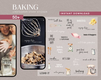 50 Instagram Story Sticker Baking Backen Food PNG digital Procreate
