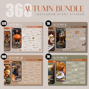 360+ Bundle Instagram Story Stickers Autumn Fall Fall PNG digital Procreate
