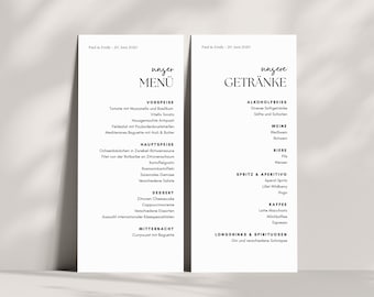 Canva Menu Template Wedding – Personalized Menu Card Drinks Menu for Download Wedding Stationery DIY Minimal Elegant