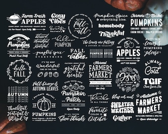 Autumn Market Retro Fall Bundle SVG Bundle | Hello Pumpkin Sign EPS PNG | Thanksgiving Cut File for Cricut