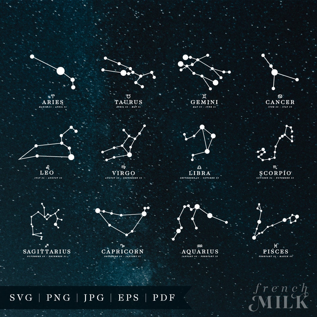 Zodiac SVG Bundle | Constellation Signs | Astrology | Horoscope Cut F…