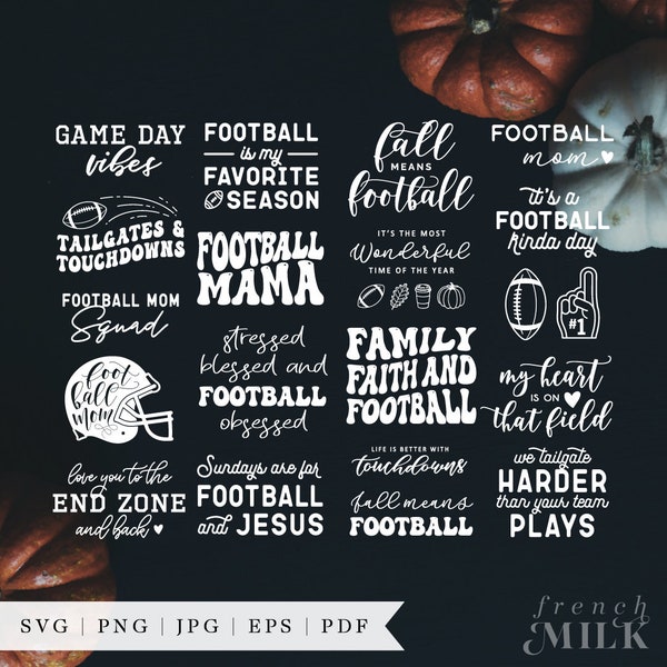 Football Mom Fall SVG Bundle | Faith Family Football EPS PNG | Cut File for Cricut