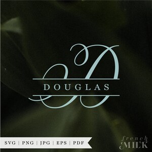 Script Split Monogram Alphabet SVG PNG EPS | Cursive Frame Letter Cut ...