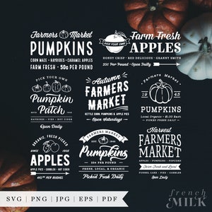 Sinal SVG de abóbora do mercado de agricultores de outono | Fazenda EPS PNG | Arquivo de corte para Cricut