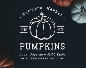 Fall Pumpkin SVG Teken | Landbouwersmarkt EPS PNG | Thanksgiving Borden | Bestand knippen voor Cricut