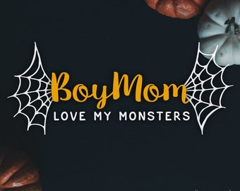 Chłopiec Mama Halloween SVG PNG | Zabawna koszulka Chłopiec Mama EPS | Kocham Moje Potwory