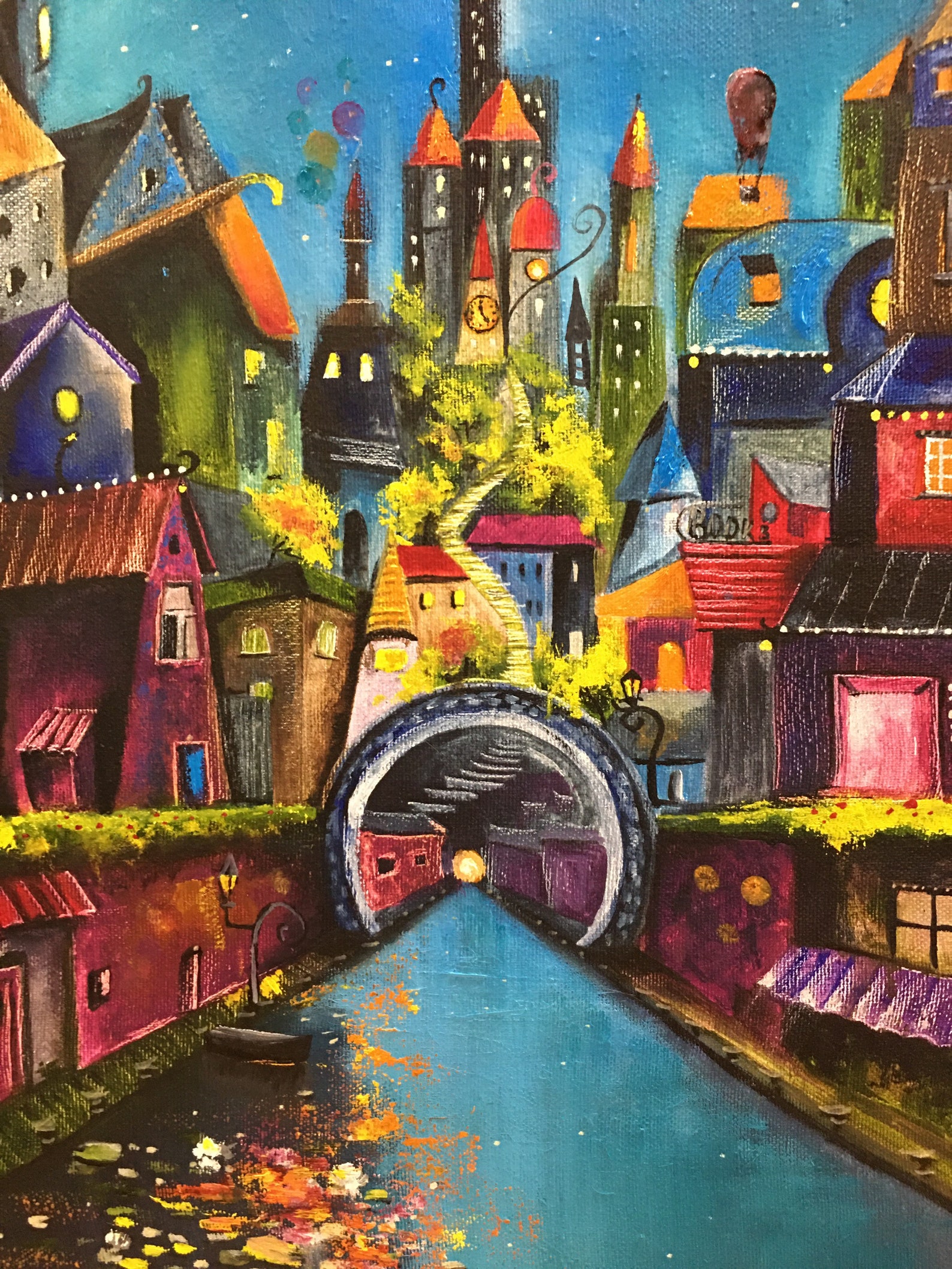 Abstract city art oil painting original canvas cubist Etsy