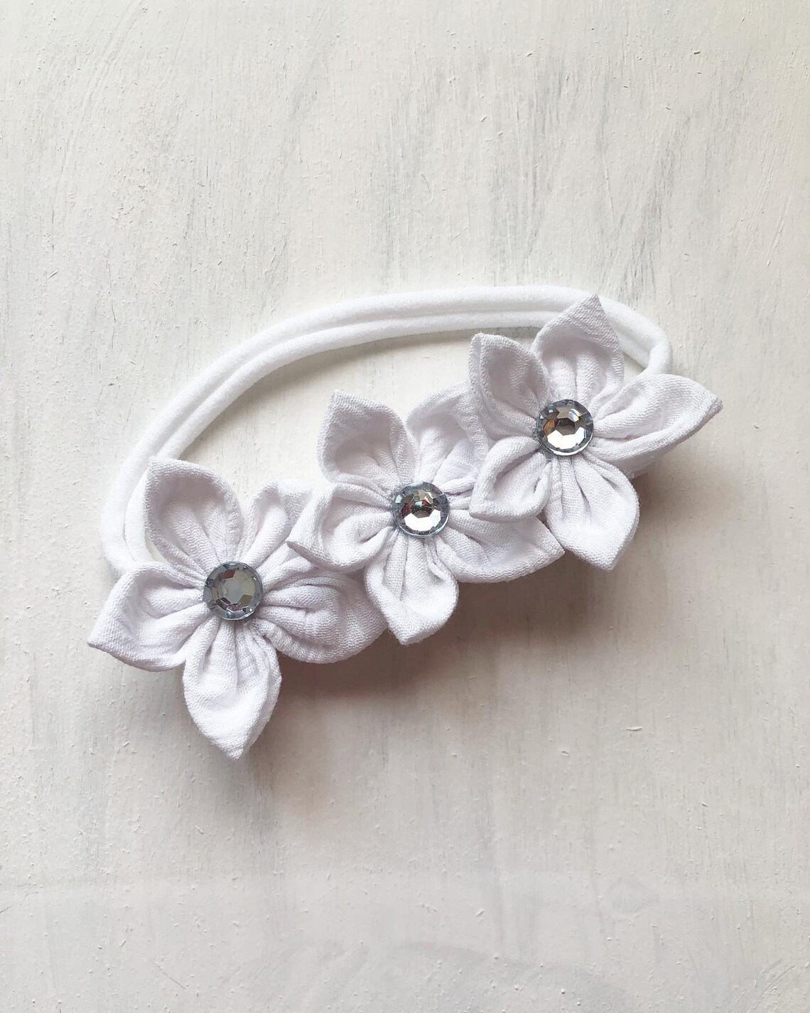 Flower headband white flower headband white headband baby Etsy