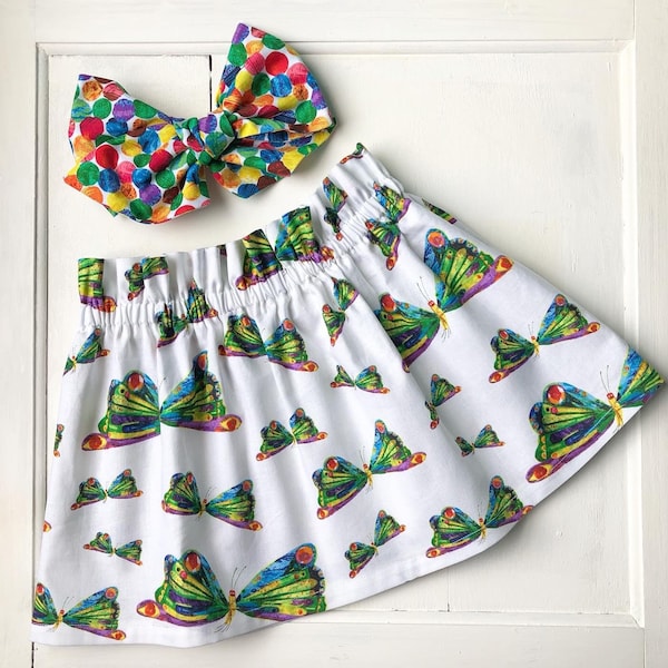 The Very Hungry Caterpillar butterfly skirt and bow set, party skirt, baby skirt, baby bow, toddler skirt